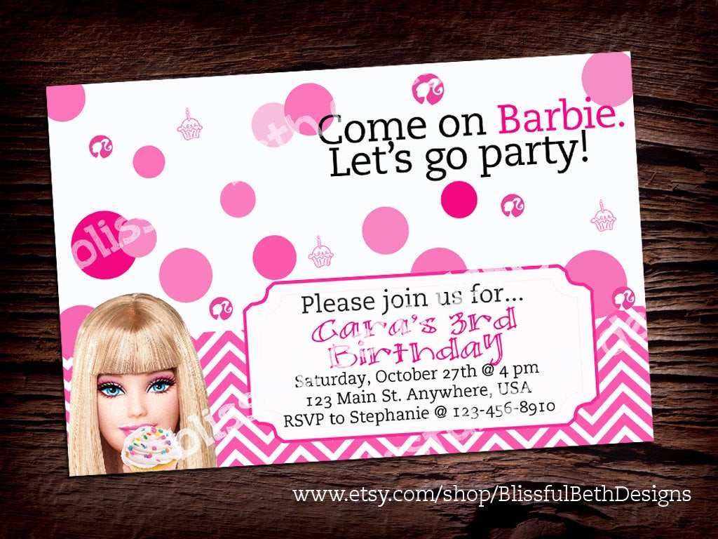Best ideas about Custom Birthday Invitations Free
. Save or Pin PERSONALIZED BARBIE INVITATION Printable by Now.