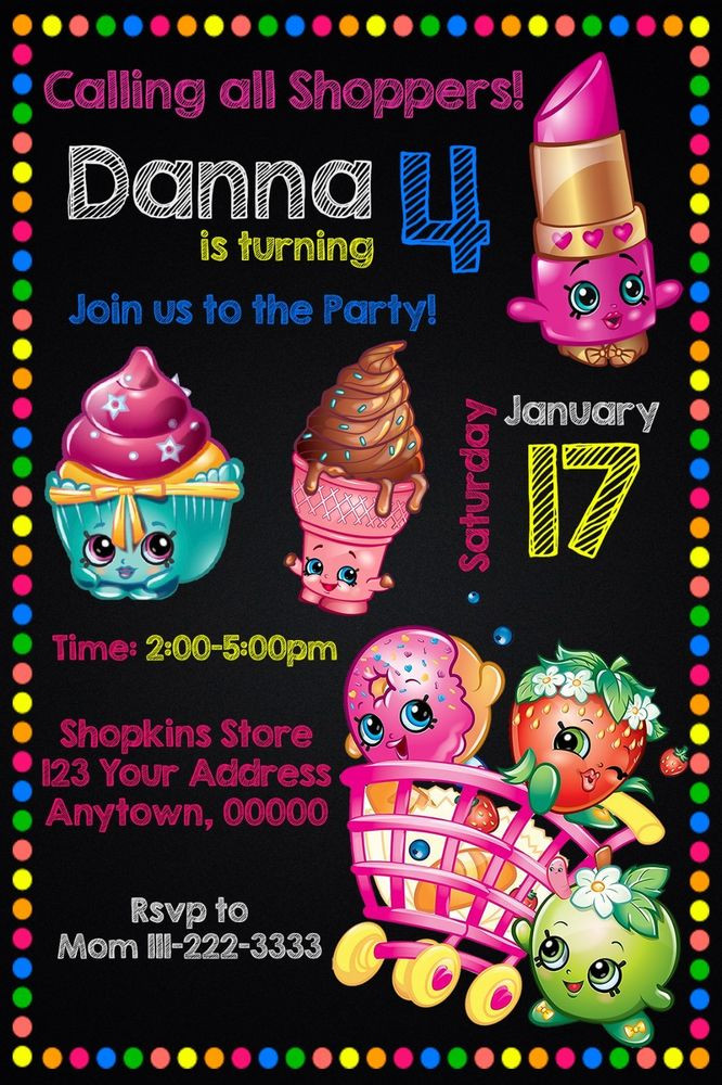 Best ideas about Custom Birthday Invitations Free
. Save or Pin SHOPKINS Birthday party invitations personalized custom Now.