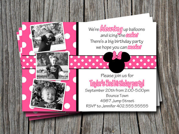 Best ideas about Custom Minnie Mouse Birthday Invitations
. Save or Pin Custom Minnie or Mickey Mouse Pink & Black Polka Dot Now.