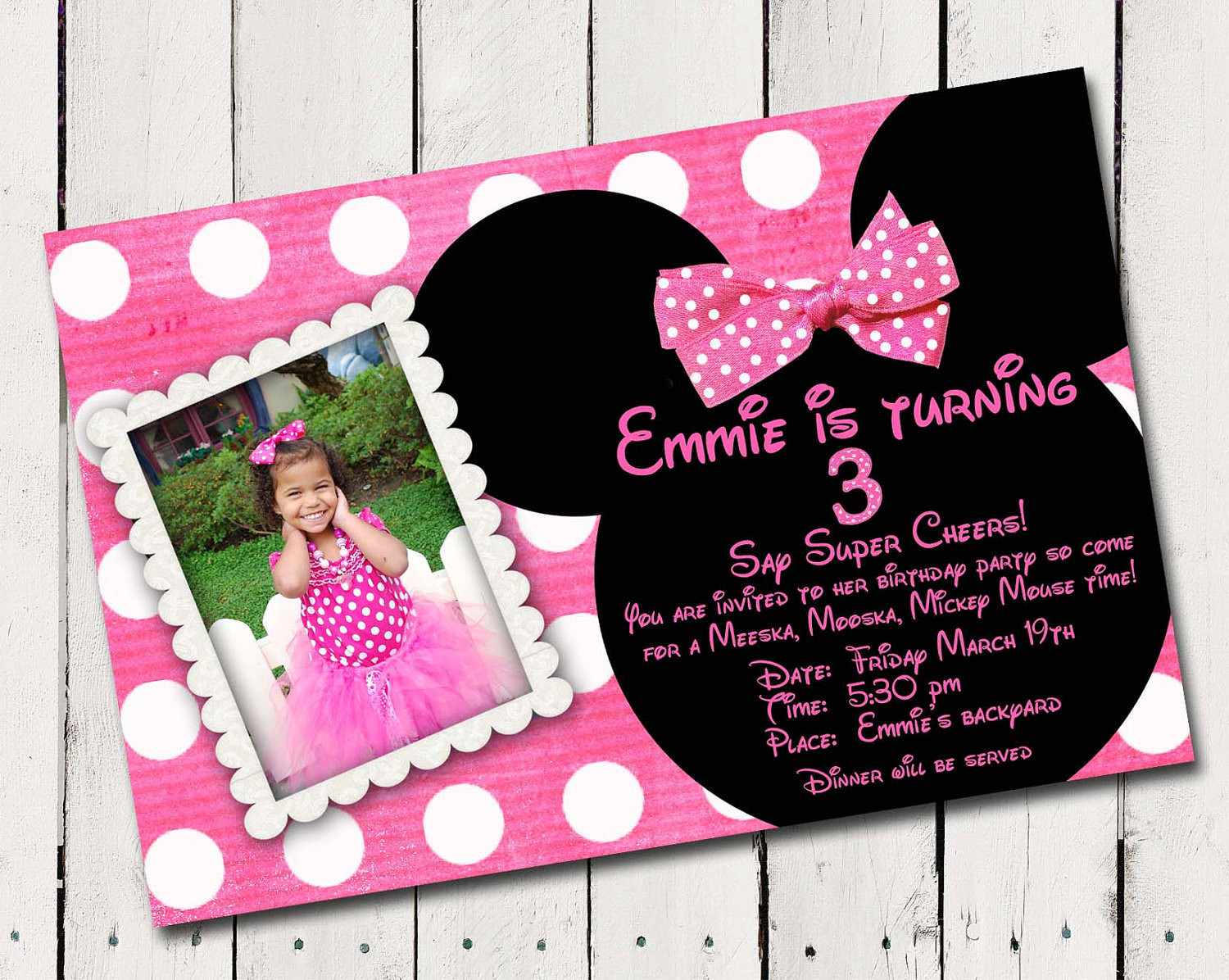 Best ideas about Custom Minnie Mouse Birthday Invitations
. Save or Pin Pink Minnie Mouse Custom photo Birthday by Now.