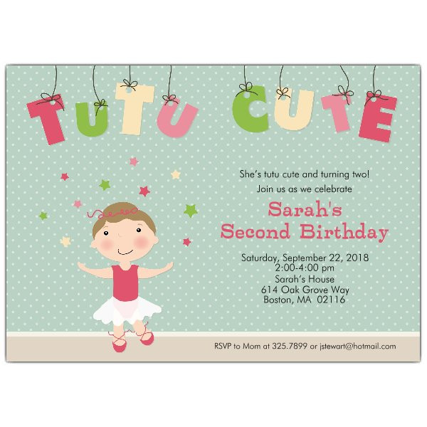 Best ideas about Cute Birthday Invitations
. Save or Pin Tutu Cute Brunette Birthday Party Invitations Now.