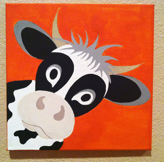 Best ideas about Cute Easy Paintings
. Save or Pin Items similar to Cute Peekaboo COW Handpainted Acrylic Now.