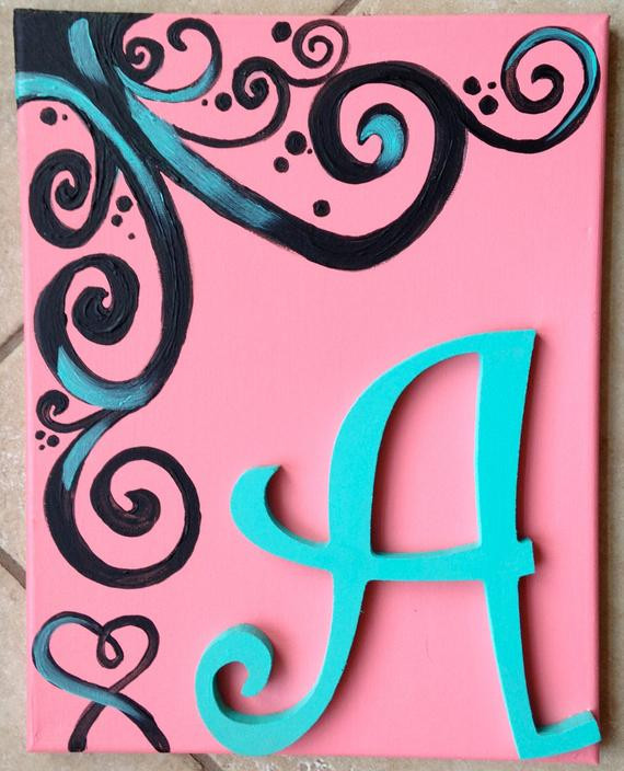 Best ideas about Cute Easy Things To Paint
. Save or Pin Items similar to Initial in Swirls 11 x 14 Canvas on Etsy Now.