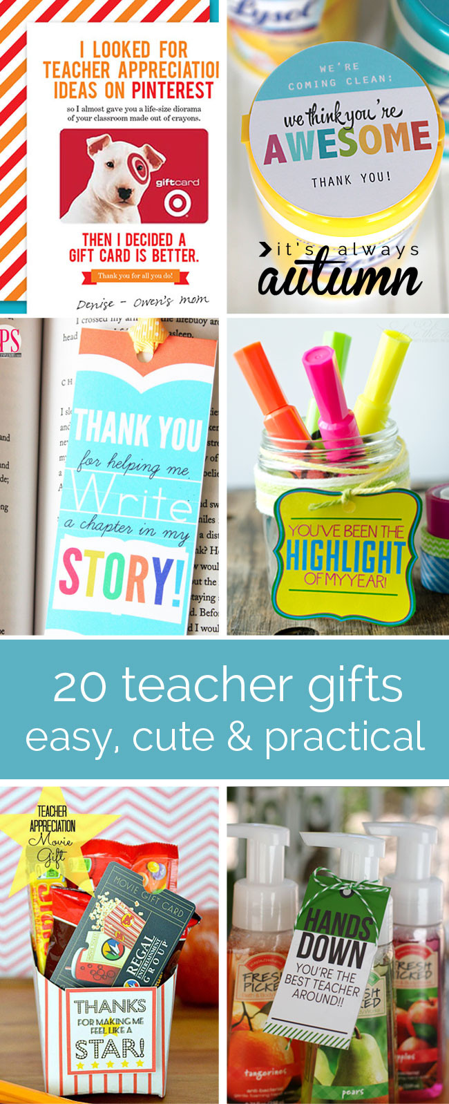 Best ideas about Cute Teacher Gift Ideas
. Save or Pin 20 cheap easy cute & practical teacher appreciation Now.