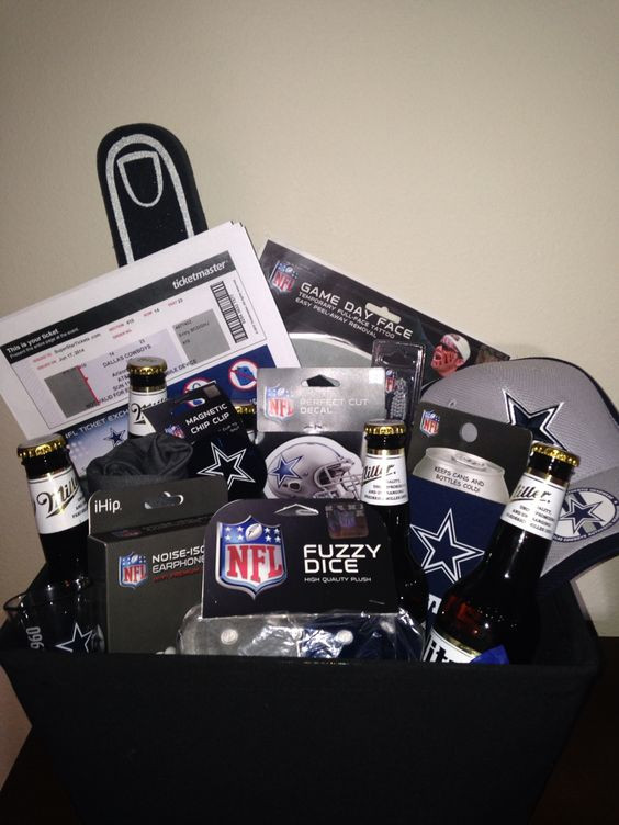 Best ideas about Dallas Cowboy Gift Ideas
. Save or Pin Dallas Cowboys t basket with game day tickets Now.
