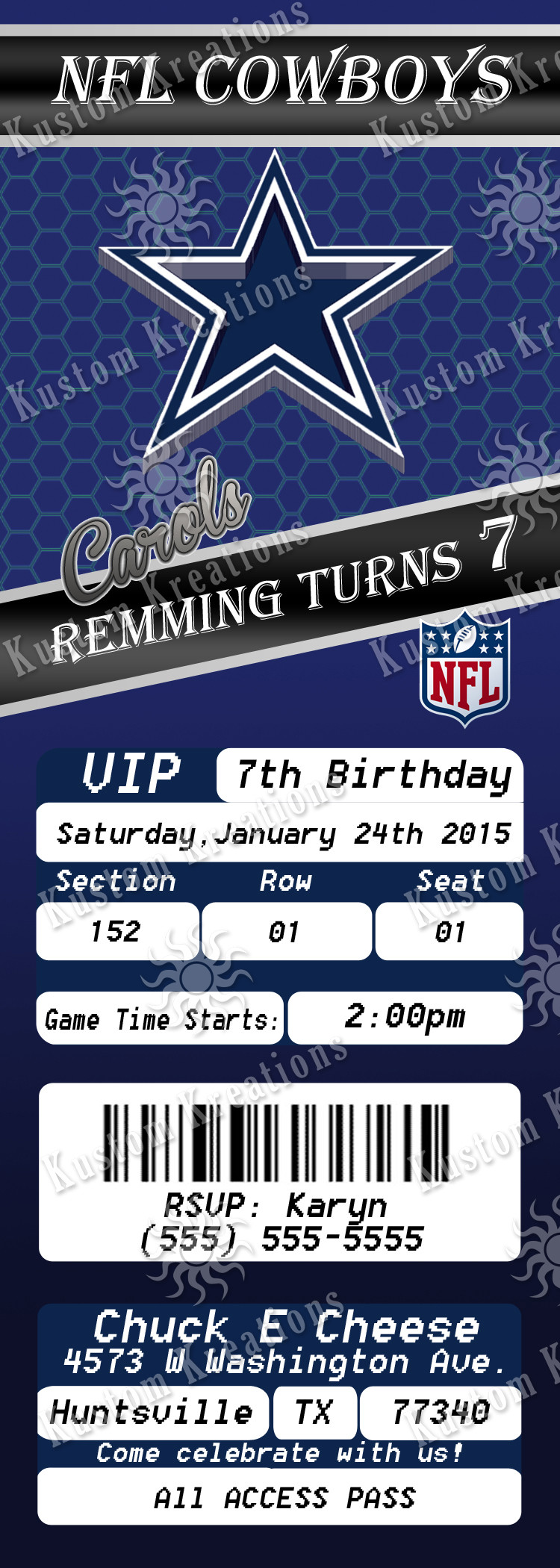 Best ideas about Dallas Cowboys Birthday Invitations
. Save or Pin NFL Dallas Cowboys Birthday Invitation Now.