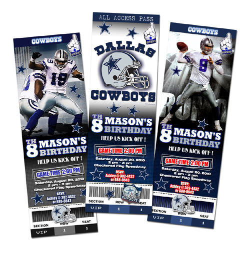 Best ideas about Dallas Cowboys Birthday Invitations
. Save or Pin DALLAS COWBOYS TICKET BIRTHDAY PARTY INVITATION FOOTBALL Now.