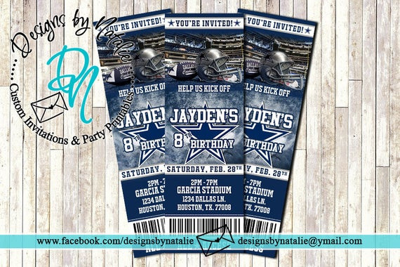 Best ideas about Dallas Cowboys Birthday Invitations
. Save or Pin Dallas Cowboys Football Invitation by DesignsByNatalieR on Now.