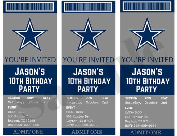 Best ideas about Dallas Cowboys Birthday Invitations
. Save or Pin Dallas Cowboys Birthday Ticket Party Invitations Custom Now.