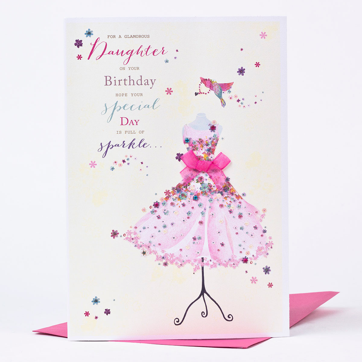Best Daughter Birthday Card from Birthday Card Daughter Sparkly Pink Dress ...