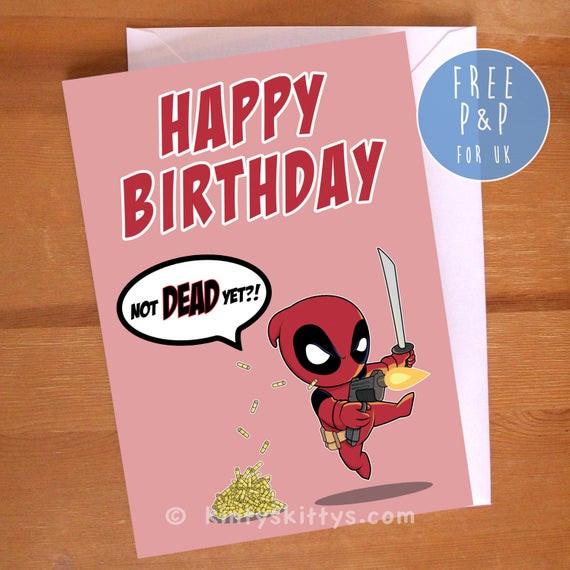 Best ideas about Deadpool Birthday Card
. Save or Pin Items similar to Marvel Deadpool Chibi Not Dead Yet Now.