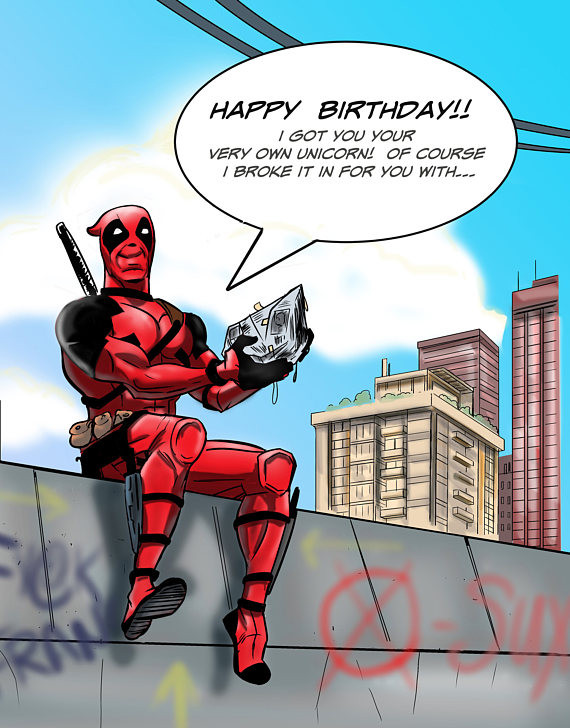 Best ideas about Deadpool Birthday Card
. Save or Pin Deadpool Birthday Card Self print digital Now.