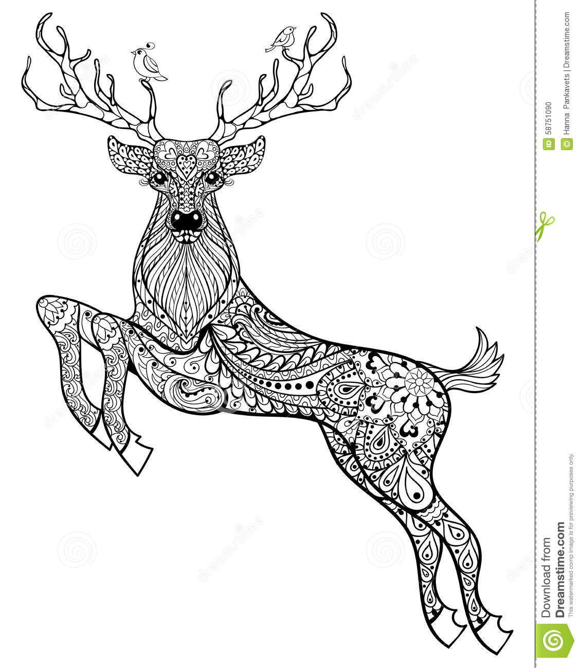 Best ideas about Deer Coloring Pages For Adults
. Save or Pin Hand Drawn Magic Horned Deer With Birds For Adult Anti Now.