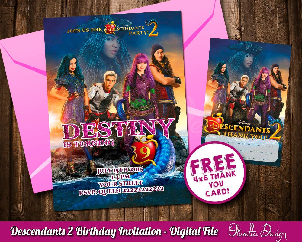 Best ideas about Descendants 2 Birthday Invitations
. Save or Pin Descendants 2 Invitation for Birthday Party Digital File Now.