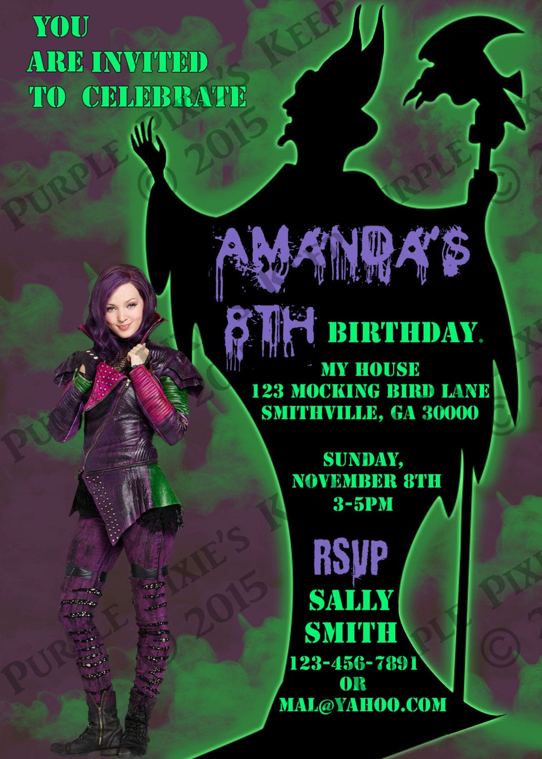 Best ideas about Descendants Birthday Invitations
. Save or Pin Disney Descendants Mal Birthday Party Invitation Now.