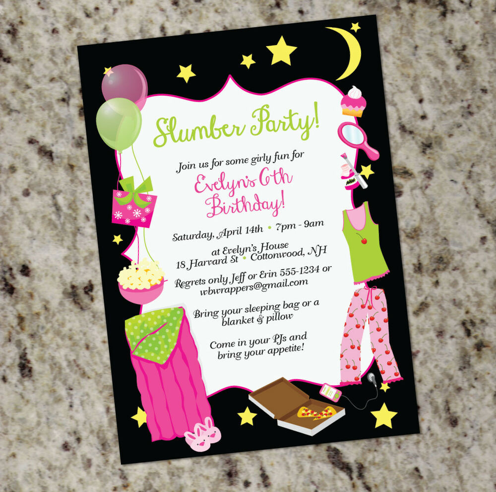 Best ideas about Design Birthday Invitations
. Save or Pin Sleepover Slumber Party Themed Invitations Girly Design Now.