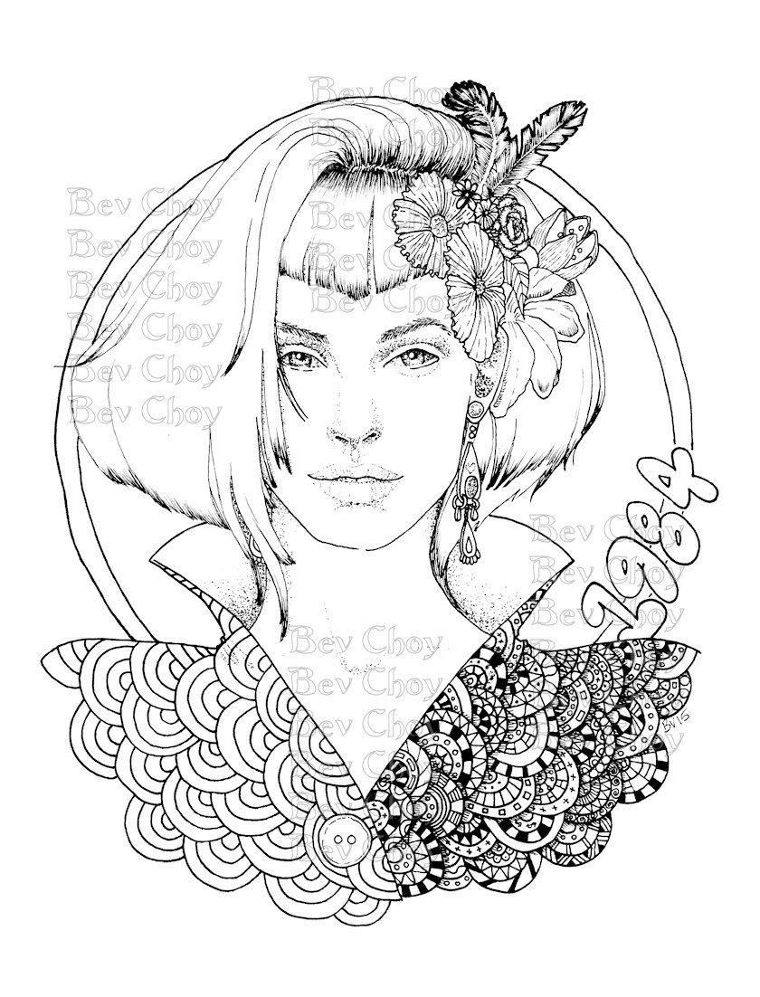 Best ideas about Detailed Coloring Pages For Girls
. Save or Pin Adult Coloring Page Retro by BevChoyArt on Etsy Now.