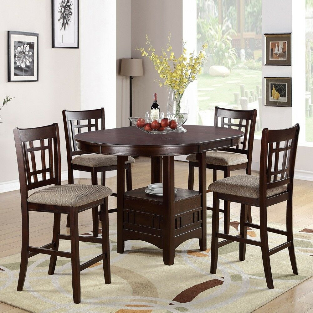 Best ideas about Dining Table With Storage
. Save or Pin 5 PC Dark Rosy Brown Counter Height Dining Set Round Now.