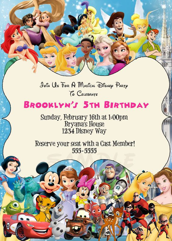 Best ideas about Disney Birthday Invitations
. Save or Pin Disney Characters birthday party custom by Now.