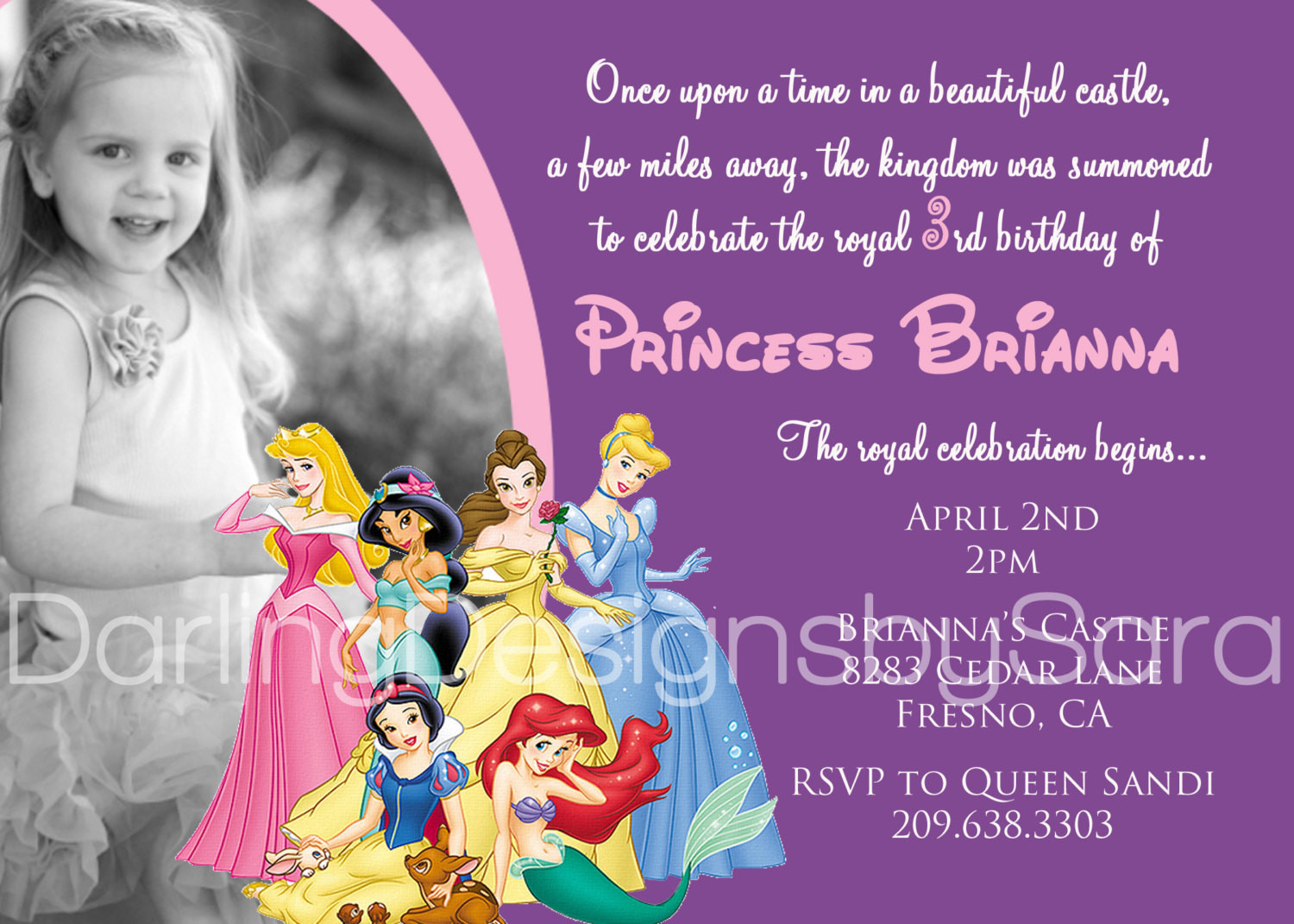 Best ideas about Disney Birthday Invitations
. Save or Pin Disney Princess Invitation with or Without by Now.