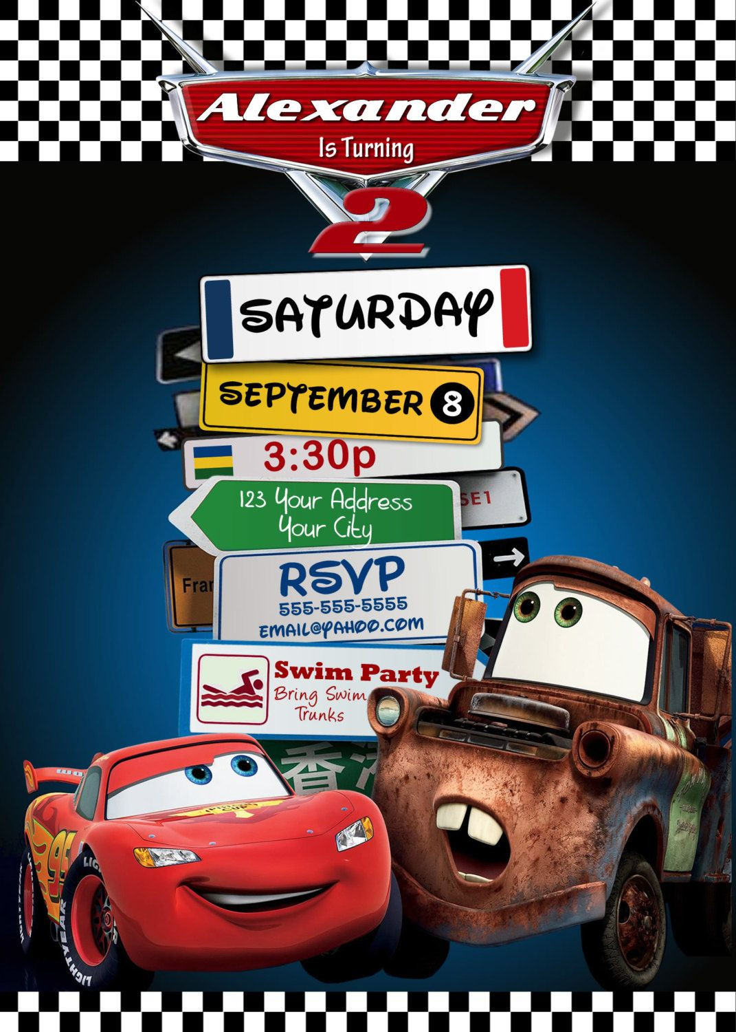 Best ideas about Disney Cars Birthday Invitations
. Save or Pin Disney Pixar Cars Lightning Mcqueen Mater Birthday Party Now.