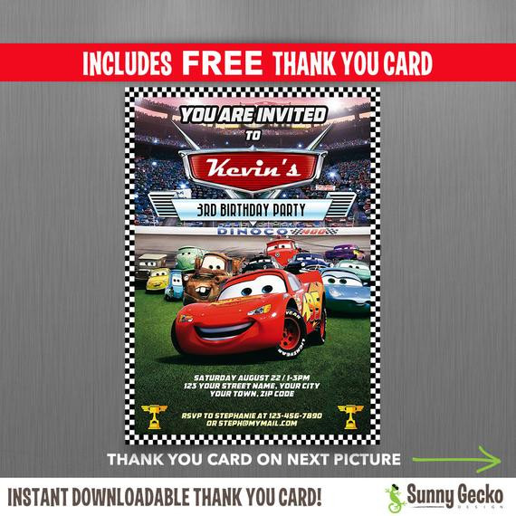 Best ideas about Disney Cars Birthday Invitations
. Save or Pin Disney Cars Lightning McQueen Birthday Invitation with Now.