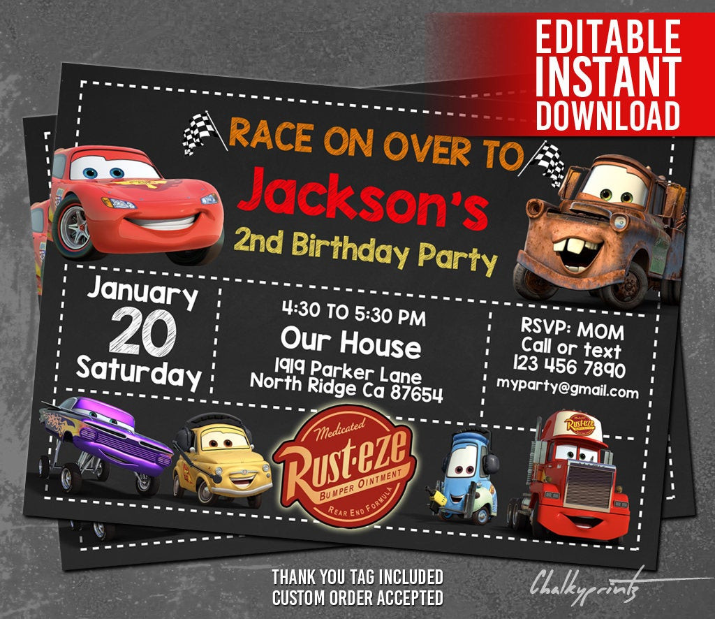Best ideas about Disney Cars Birthday Invitations
. Save or Pin Disney Cars Invitation Instant Download Disney Cars Now.