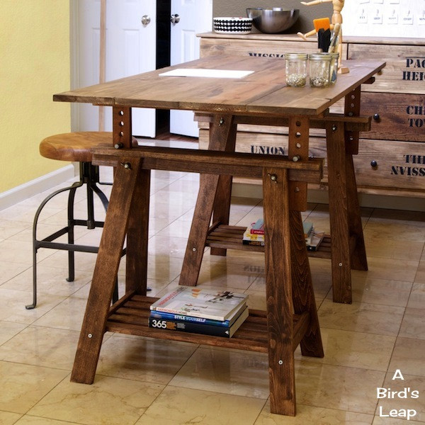 Best ideas about DIY Adjustable Desk
. Save or Pin A Bird s Leap DIY Rustic Desk with Stained IKEA Legs Now.