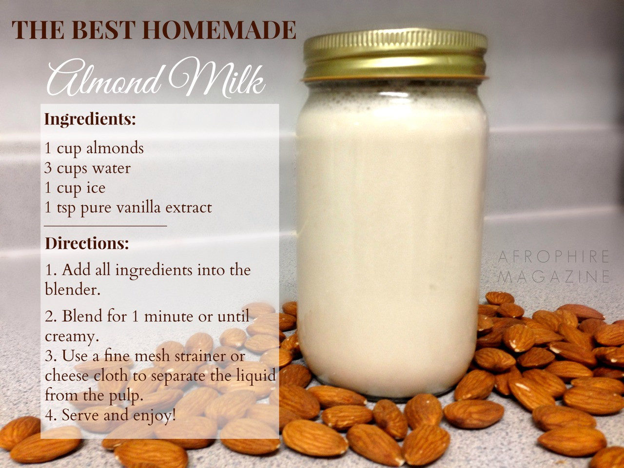 Best ideas about DIY Almond Milk
. Save or Pin DIY Homemade Almond Milk Recipes🍶 Now.