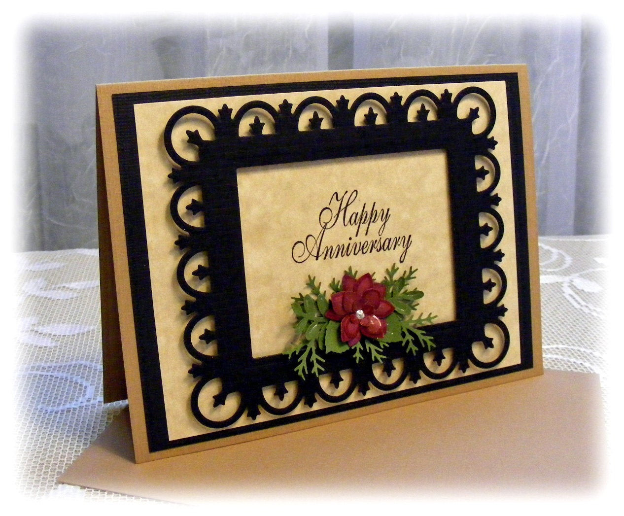 Best ideas about DIY Anniversary Cards
. Save or Pin Elegant Handmade Anniversary Card with 3D flowers Ready to Now.