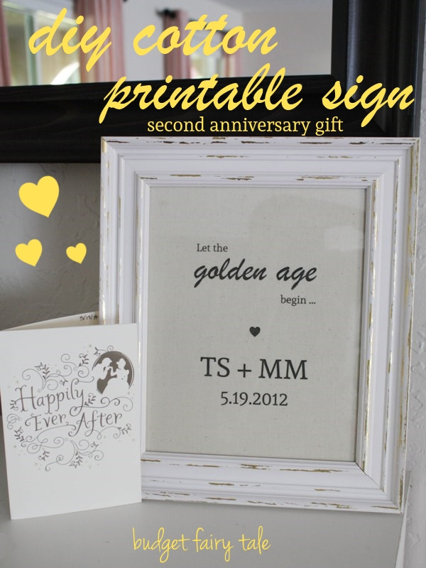 Best ideas about DIY Anniversary Gifts
. Save or Pin Second Anniversary Gift DIY Cotton Printable Sign Now.