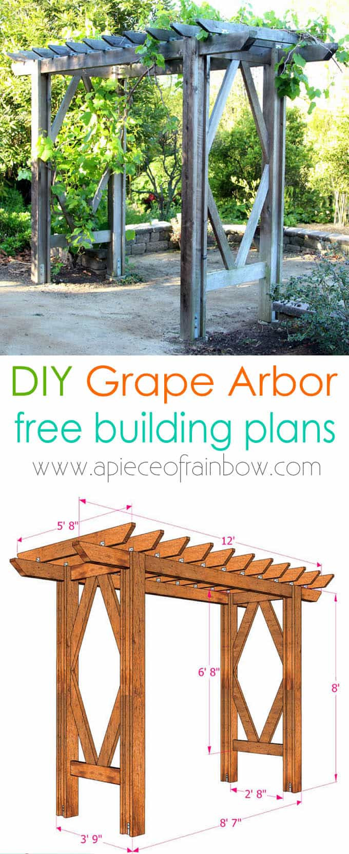 Best ideas about DIY Arbors Plans
. Save or Pin DIY Grape Arbor Simple DIY Pergola Free Building Plan Now.
