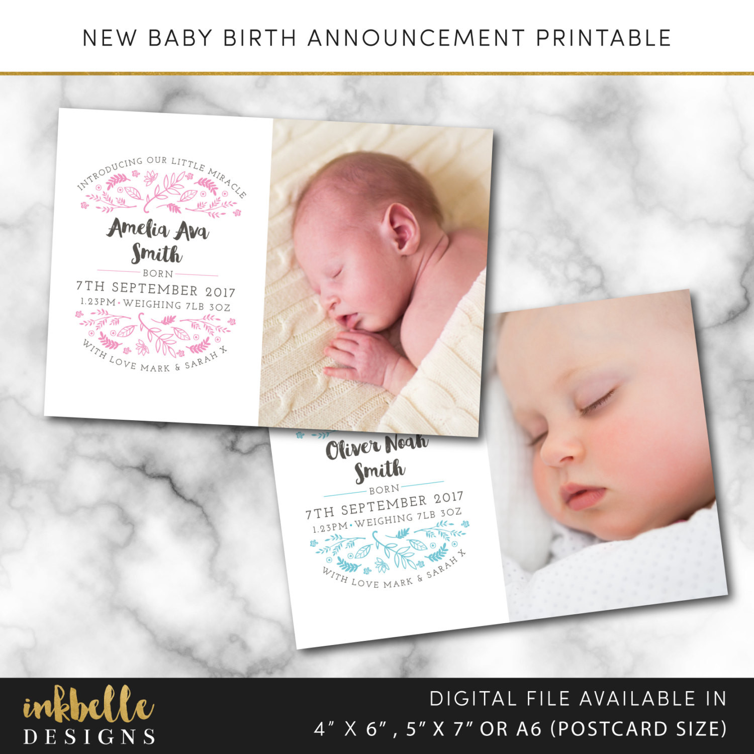 Best ideas about DIY Baby Announcement
. Save or Pin Birth announcement card Digital File PDF DIY baby thank Now.