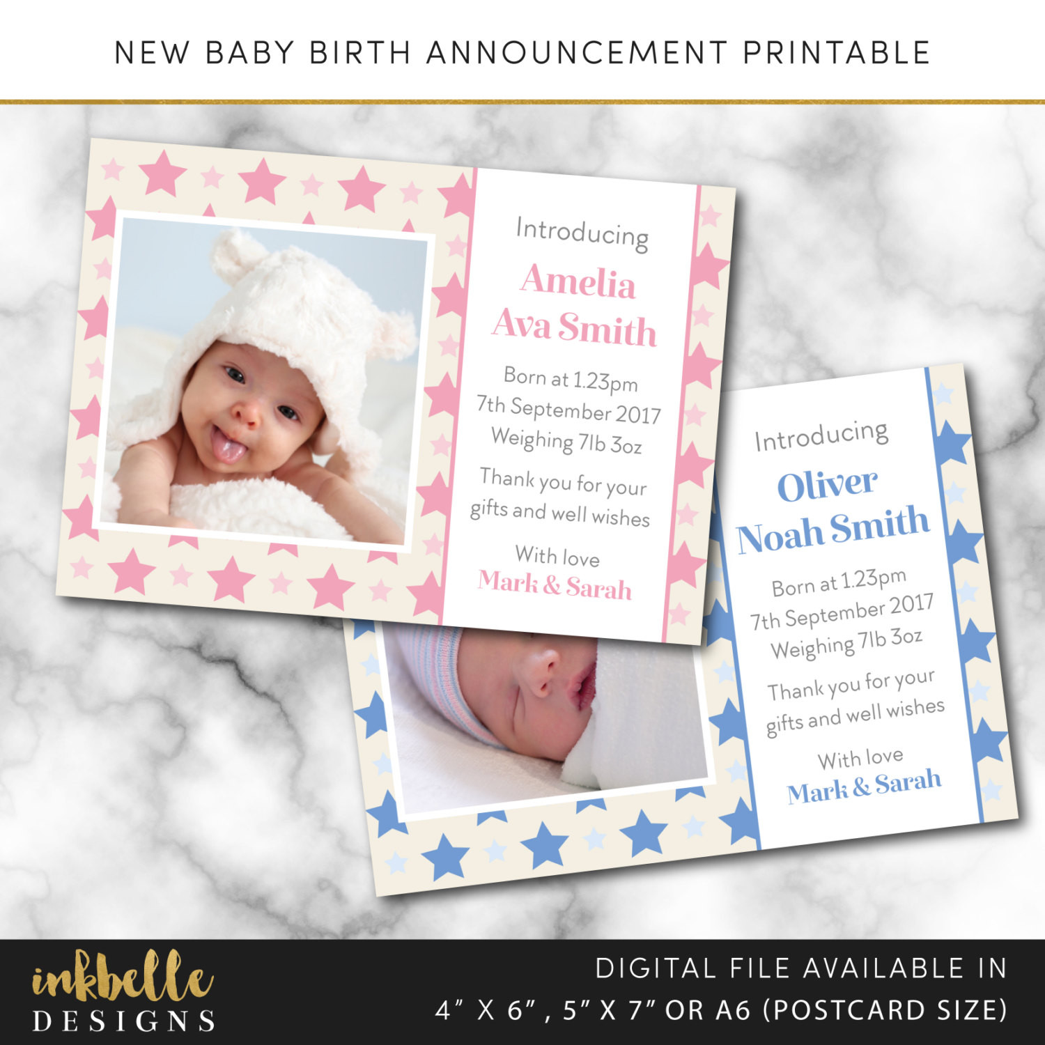 Best ideas about DIY Baby Announcement
. Save or Pin Birth announcement card Digital File PDF DIY baby thank Now.