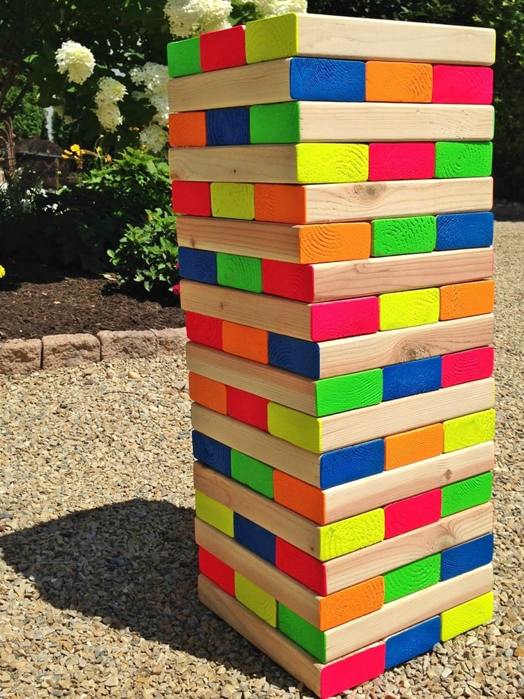Best ideas about DIY Backyard Jenga
. Save or Pin How to make a colorful outdoor giant Jenga game Pet Now.