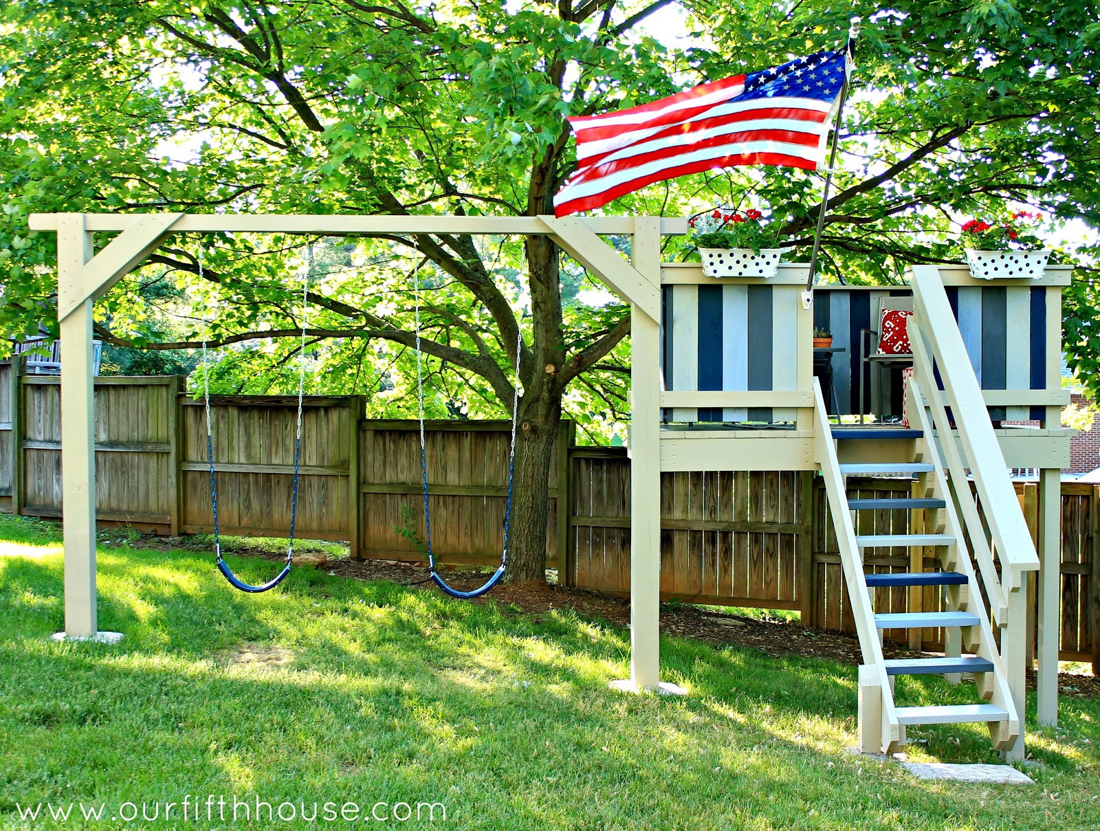 Best ideas about DIY Backyard Swing
. Save or Pin DIY Swing Set & Playhouse Now.