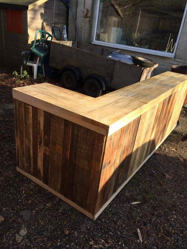 Best ideas about DIY Bar Table
. Save or Pin DIY Pallet L Shape Desk Counter and Bar Table Now.