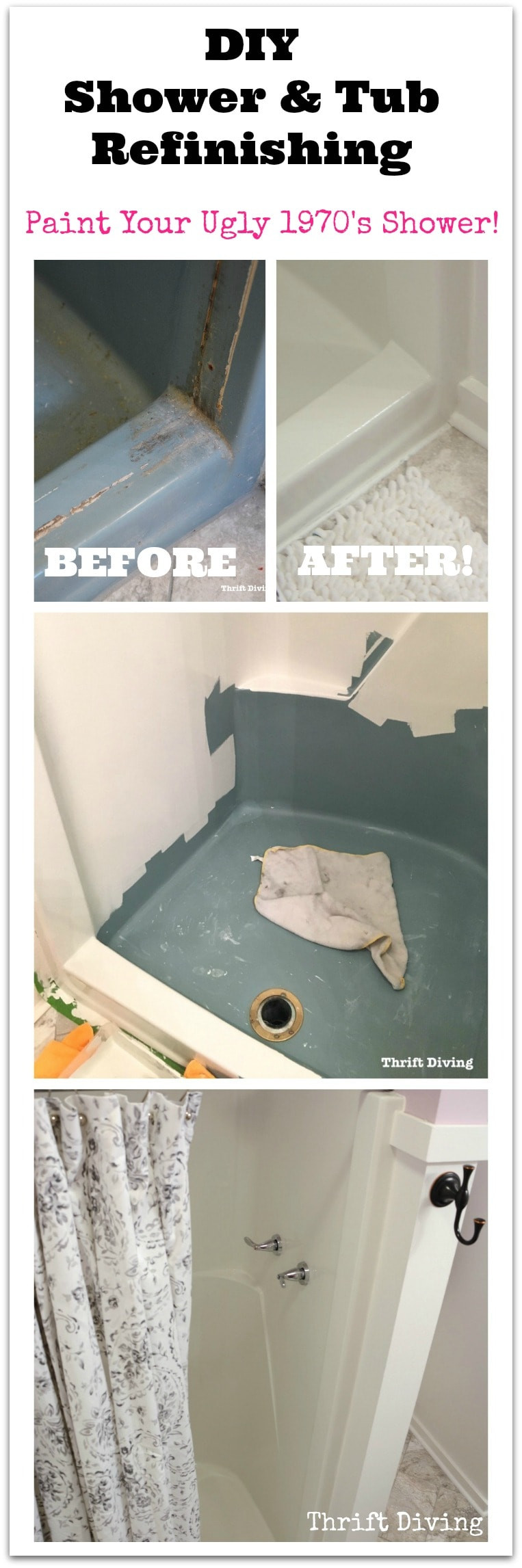 Best ideas about DIY Bath Tub Refinishing
. Save or Pin DIY Shower and Tub Refinishing I Painted My Old 1970 s Shower Now.