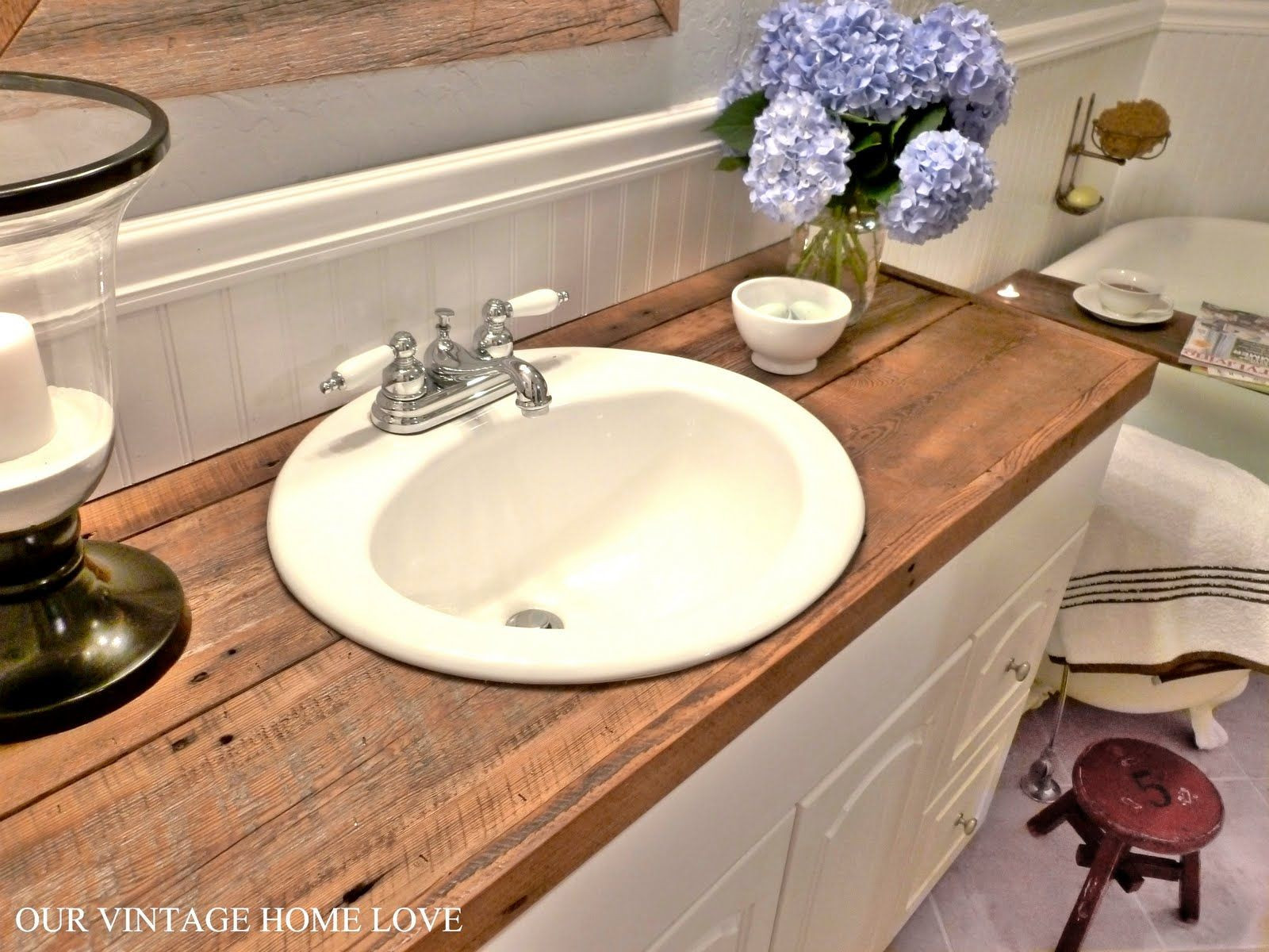 Best ideas about DIY Bathroom Counter
. Save or Pin Hate your countertops DIY salvaged wood counter eap Now.