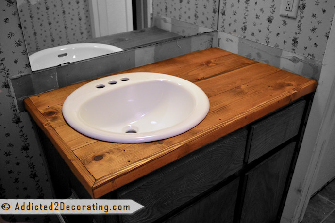 Best ideas about DIY Bathroom Countertop
. Save or Pin Bathroom Makeover Day 2 My $35 DIY Wood Countertop Now.