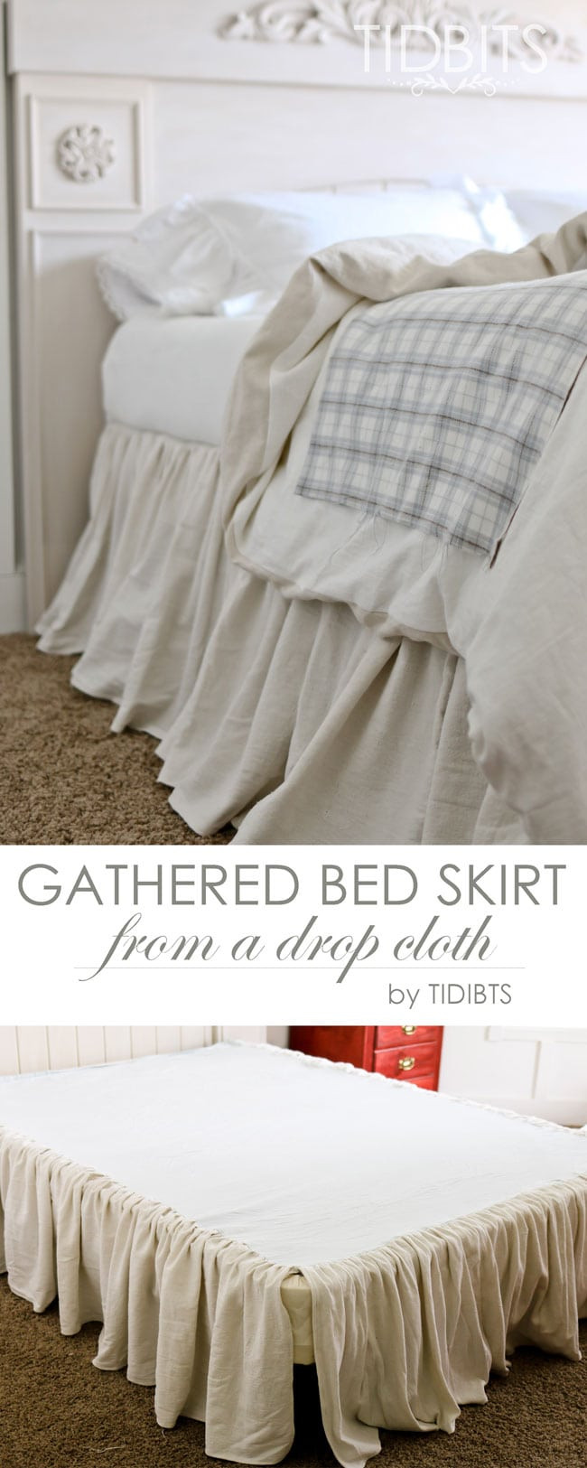 Best ideas about DIY Bed Skirts
. Save or Pin Gathered Bed Skirt made from a drop cloth or any fabric of Now.