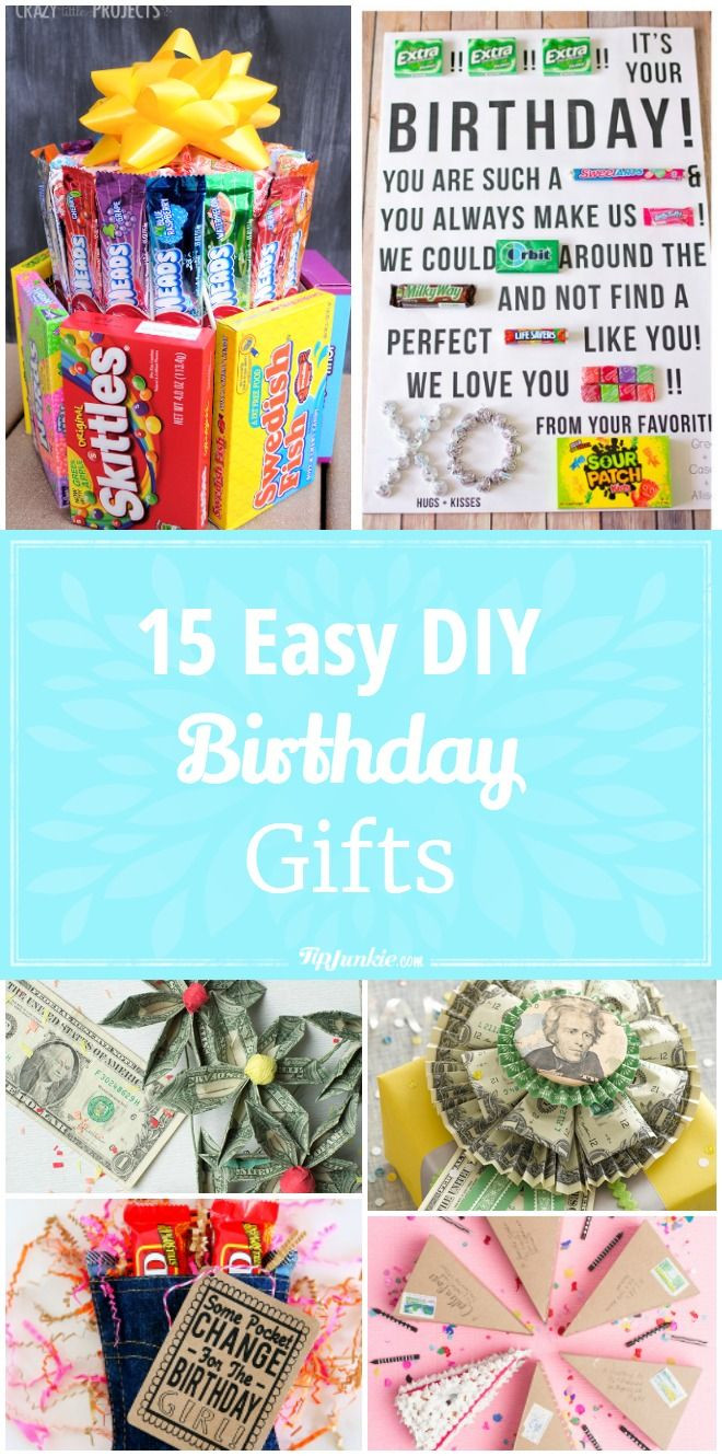 Best ideas about Diy Birthday Gifts Ideas
. Save or Pin 15 Easy DIY Birthday Gifts t ideas Now.