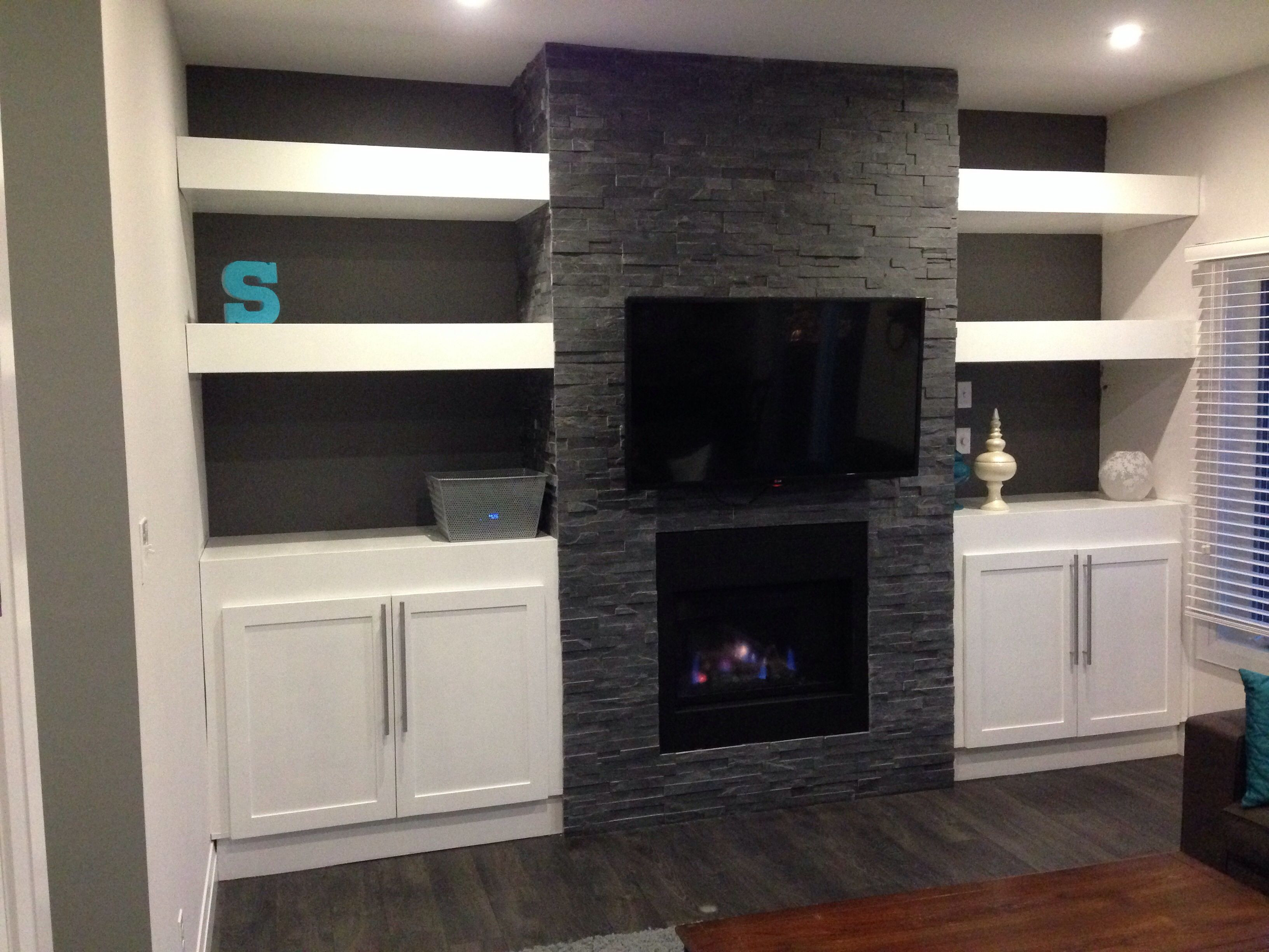 Best ideas about DIY Built In Cabinets
. Save or Pin My DIY stone fireplace with built in cabinets and floating Now.