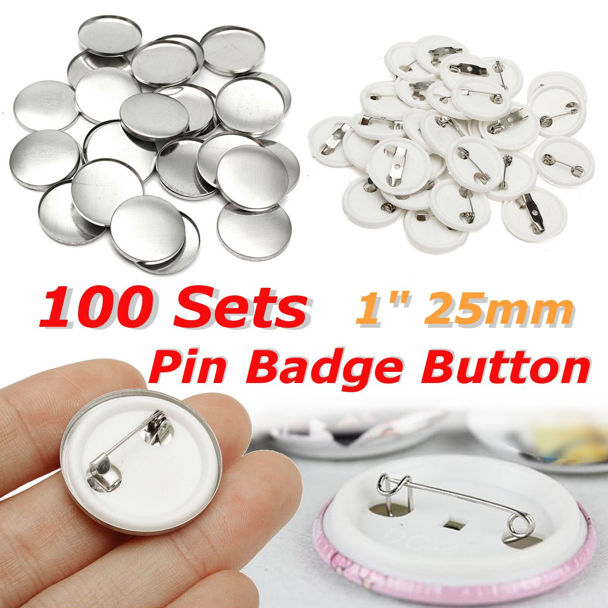 Best ideas about DIY Button Pins
. Save or Pin 100Sets 1" 25mm White Plastic Blank Pin Badge Button Parts Now.