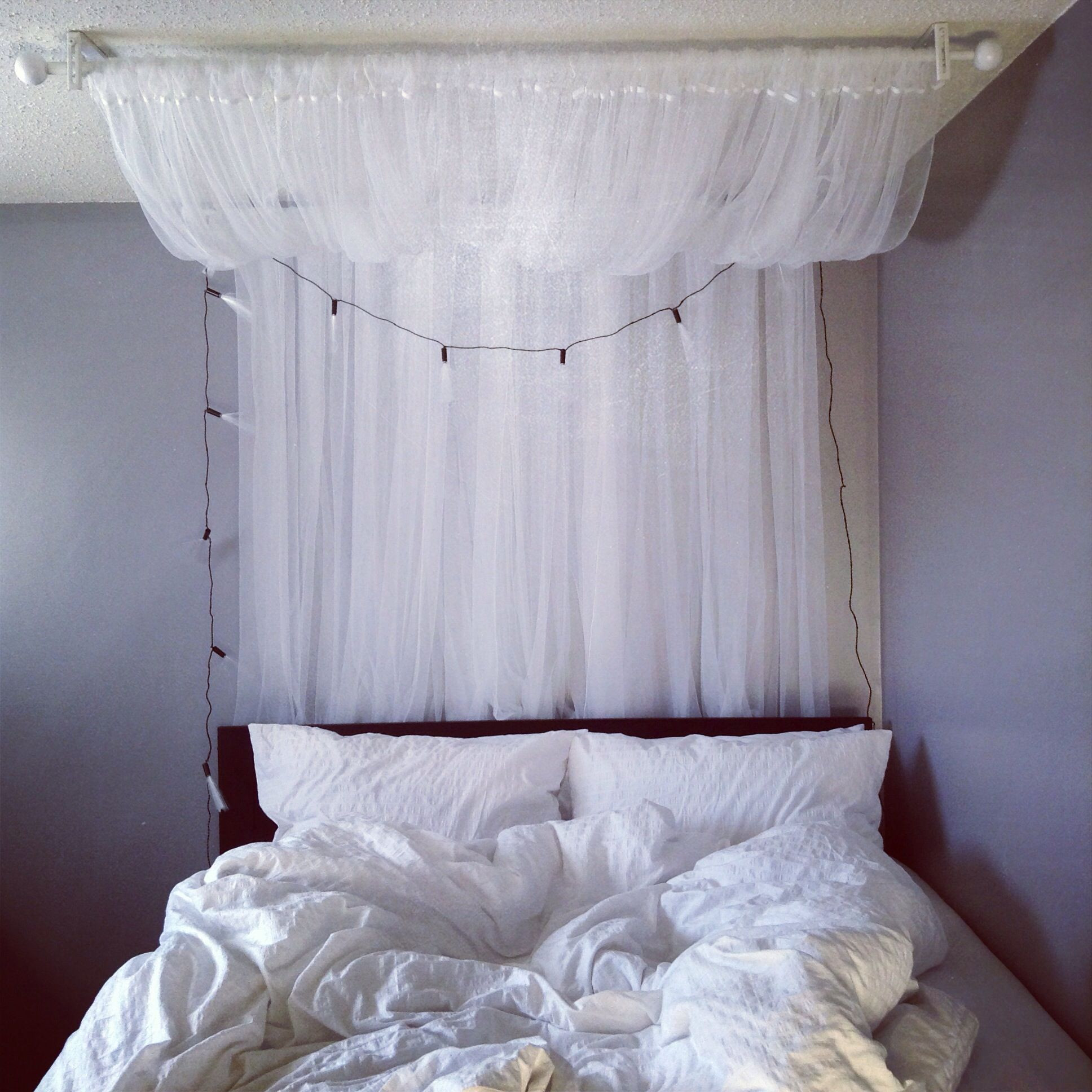 Best ideas about DIY Canopy Bed With Curtain Rods
. Save or Pin DIY canopy 2 curtain rods and 2 sets of LILL sheer Now.