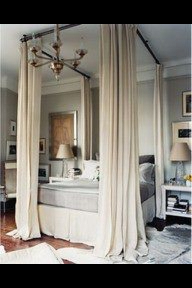 Best ideas about DIY Canopy Bed With Curtain Rods
. Save or Pin Mock canopy bed made with curtain rods Now.