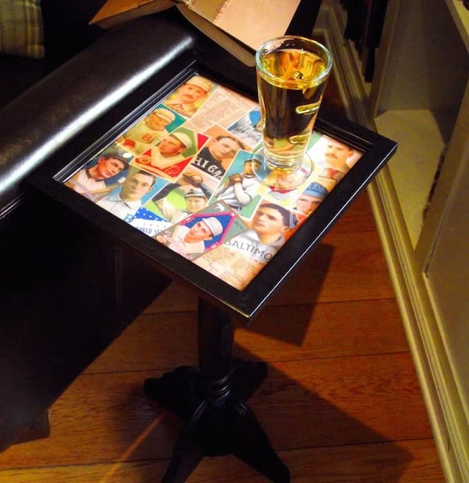Best ideas about DIY Card Table
. Save or Pin Baseball card themed DIY end table Mod Podge Rocks Now.