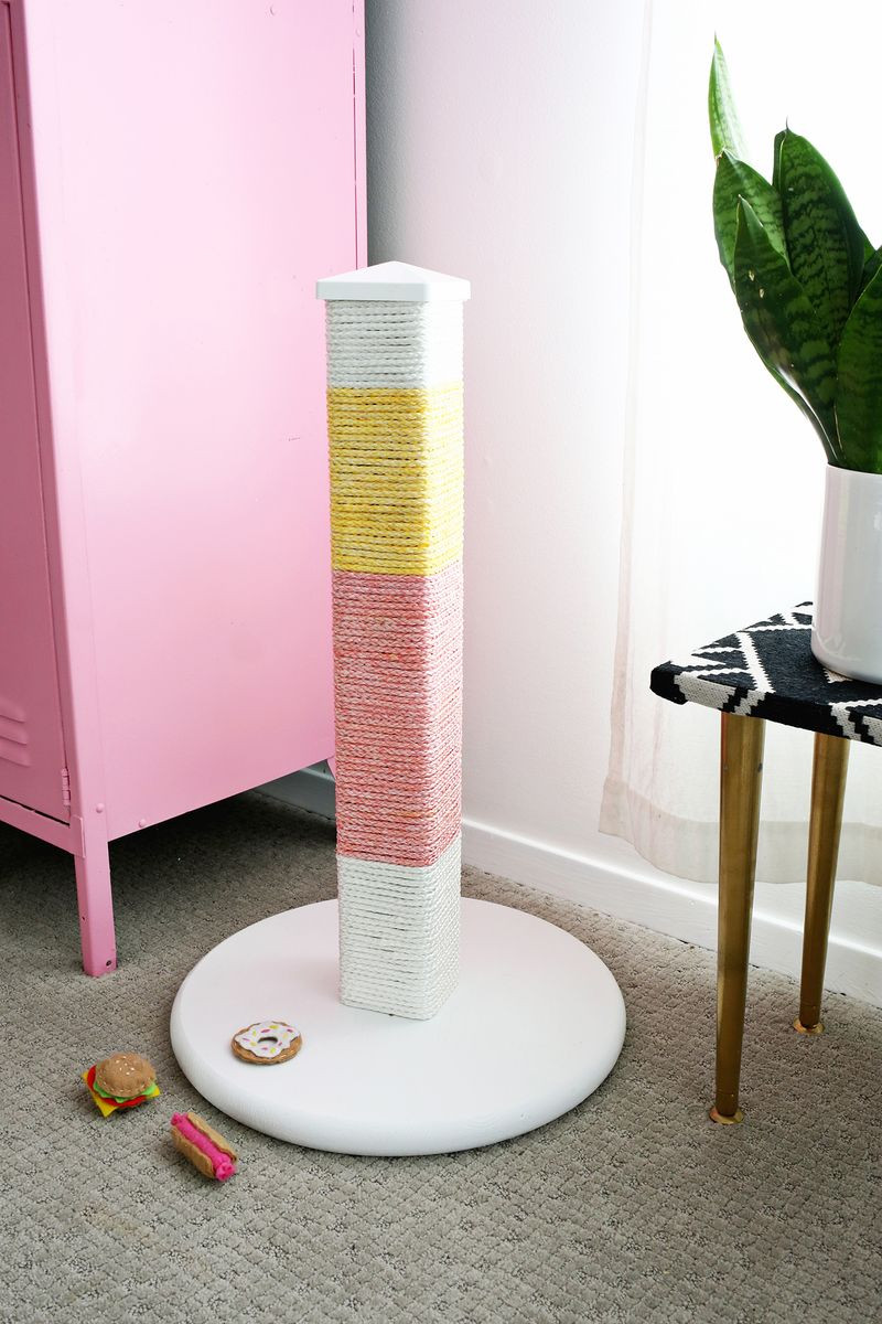 Best ideas about DIY Cat Scratcher
. Save or Pin Colorblocked Scratching Post DIY – A Beautiful Mess Now.