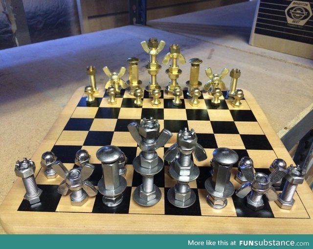 Best ideas about DIY Chess Pieces
. Save or Pin Nuts and bolts chess set Crafty Stuff Now.