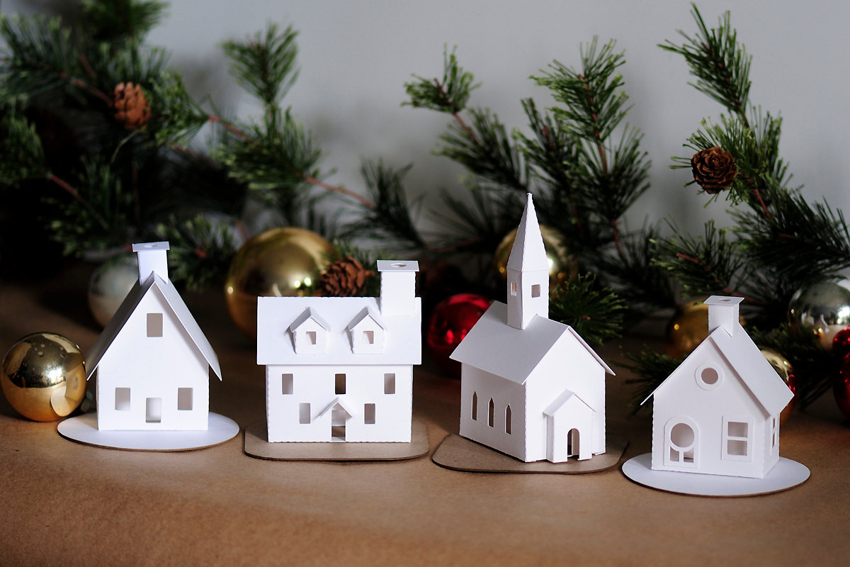 Best ideas about DIY Christmas Villages
. Save or Pin DIY Putz Village Ornament Kit of 4 Christmas Glitter House Now.